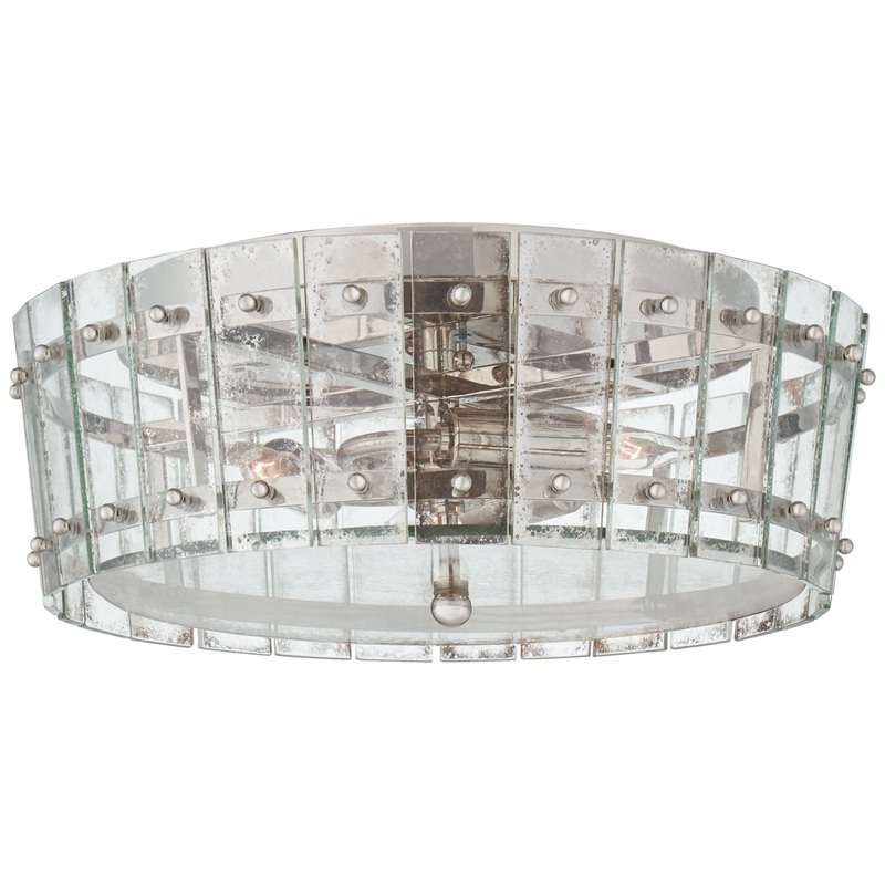 Three Light Flush Mount from the Cadence Collection in Polished Nickel Finish by Visual Comfort Signature