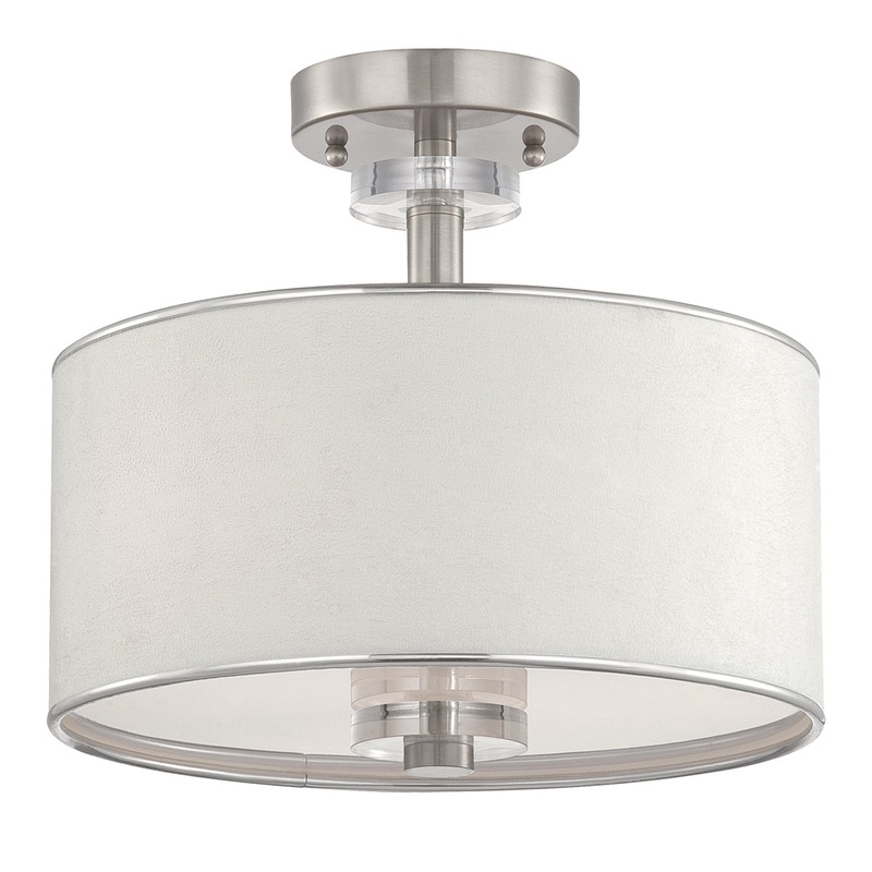 Three Light Semi-Flush Mount from the Savvy Collection in Satin Nickel Finish by Eurofase