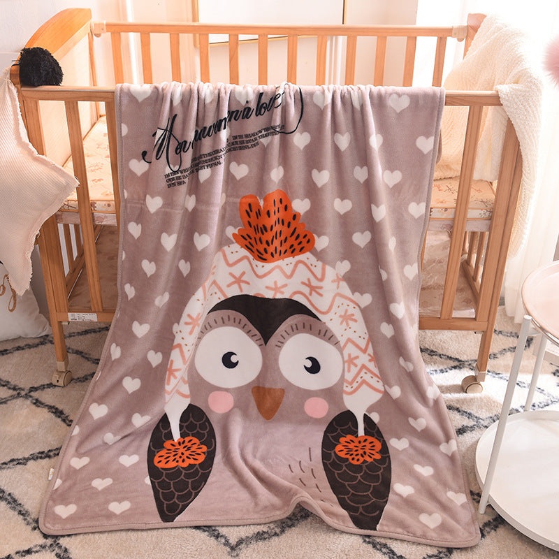 Ultra-Soft Kids Plush Fleece Blanket – Cozy Cartoon Animal Throw for All Seasons (Owl)