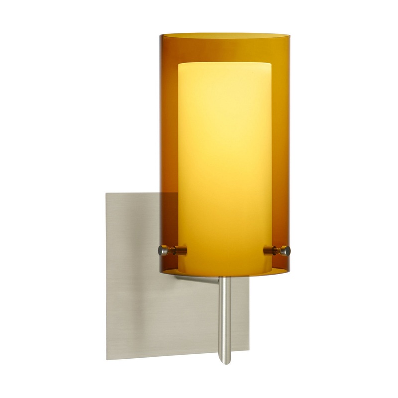 Besa 1SW-G44007-SN-SQ Pahu One Light Wall Sconce Satin Nickel