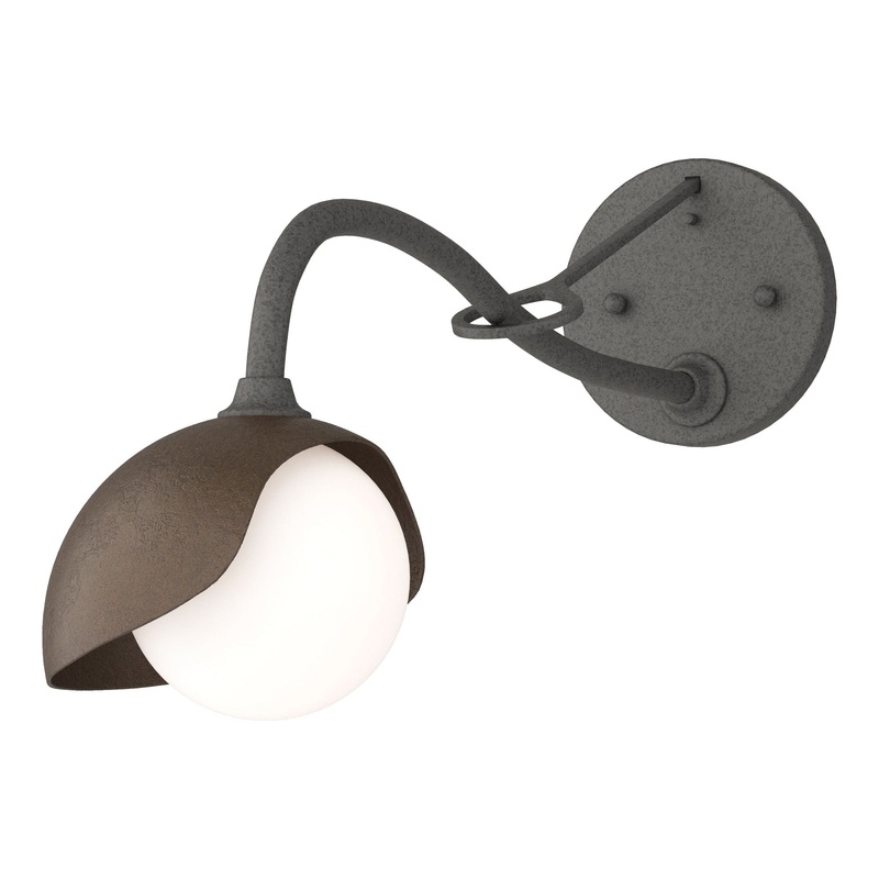 Brooklyn 1-Light Single Shade Long-Arm Sconce Natural Iron Bronze