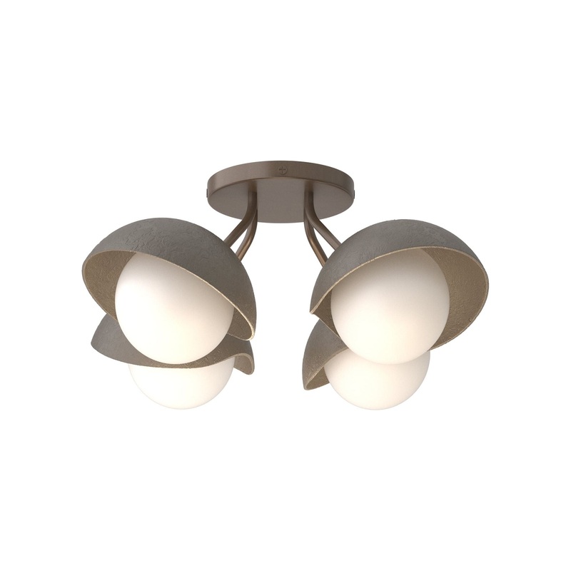 Brooklyn 4-Light Single Shade Semi-Flush Bronze Dark Smoke