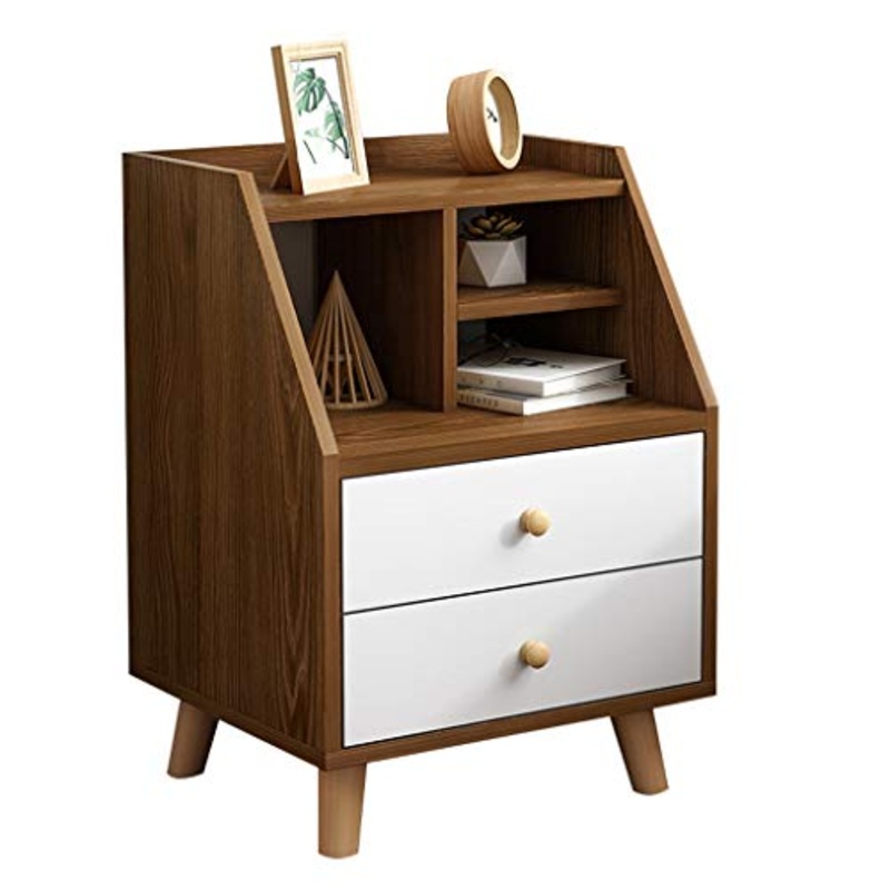 Comodini Decorazione Cassetto Domestica Assemblea Doppio pompaggio Locker Camera Studio Corridoio Bagno in Legno Massiccio Addensare Soggiorno Multifunzione 40X34X63cm MUMUJIN (Color : Walnut Color)