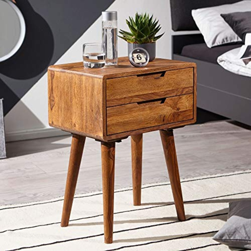 KADIMA DESIGN Comodino Sheesham comodino in legno massiccio tavolo comodino comodino
