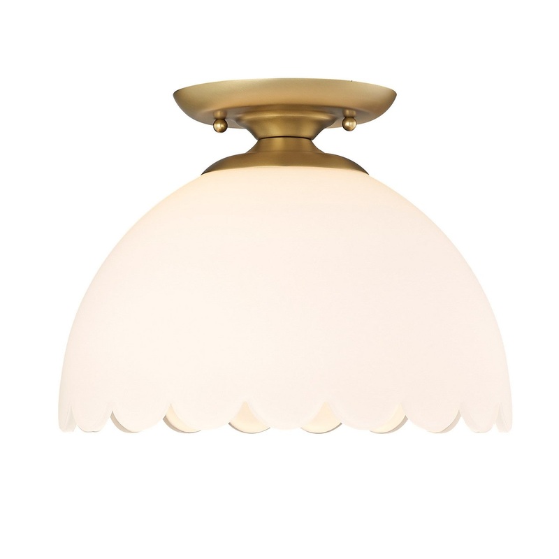 One Light Semi-Flush Mount from the Dorinda Collection in Brushed Champagne Bronze Finish by Golden