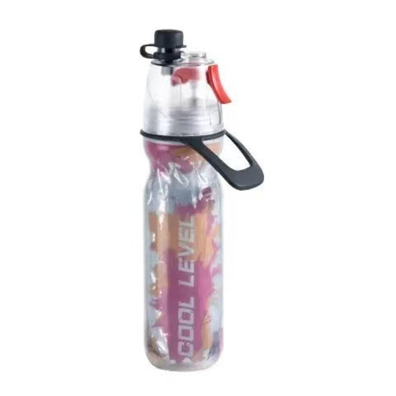 Red 500ML Insulated Sports Water Bottle with Cooling Mist – Triple-Layer Design Keeps Drinks Cold for Hours – Portable PE Misting Bottle