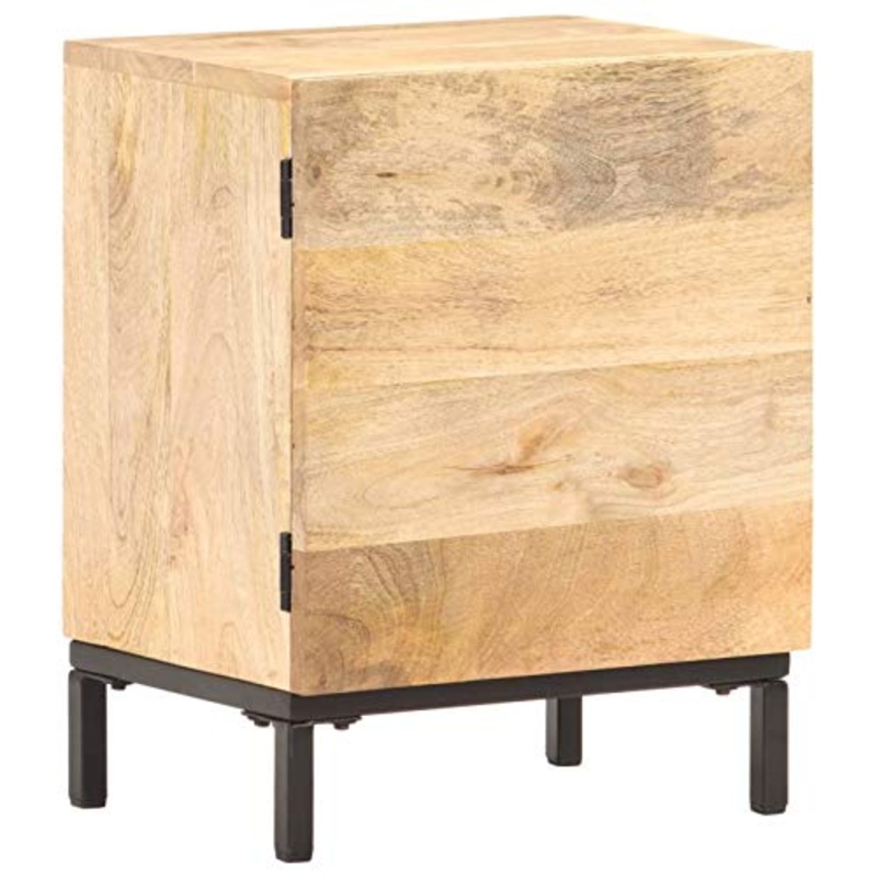 Tidyard Comodino Rustico Retro in Legno Massello di Mango con Anta 40x30x51 cm,Comodino Camera da Letto Vintage Retro,Comodino Cameretta Vintage,Comodino in Legno Massello
