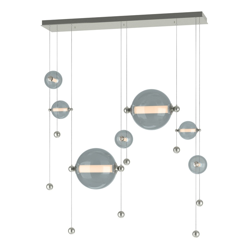 Abacus 7-Light Double Linear LED Pendant Sterling Cool Grey Glass (YL)