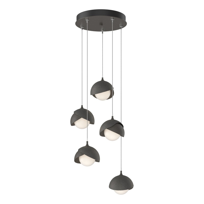 Brooklyn 5-Light Double Shade Pendant Dark Smoke Natural Iron