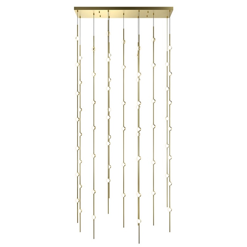 Constellation Andromeda 36″ Rectangle LED Pendant Satin Brass with White Optical Acrylic 3000K 10′ Adjustable Cord