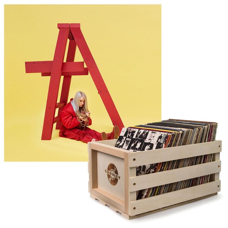 Crosley Record Storage Crate & Billie Eilish – Don’T Smile At Me – Vinyl Album Bundle