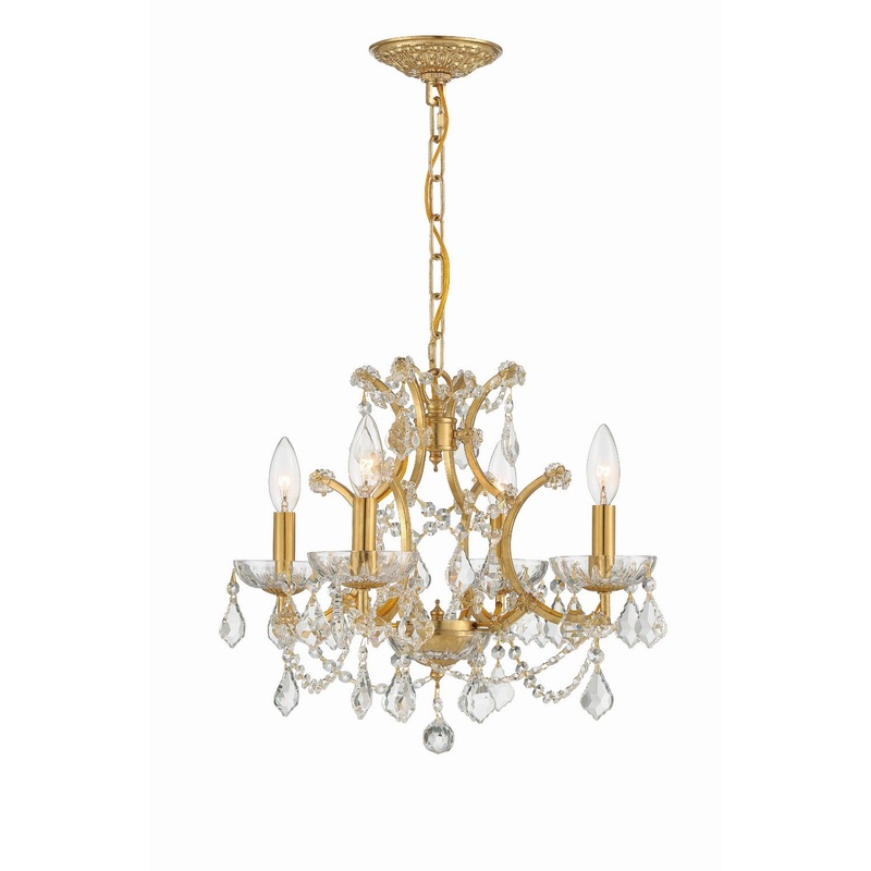 Crystorama 4454-GA-CL-S Filmore Four Light Mini Chandelier Antique Gold