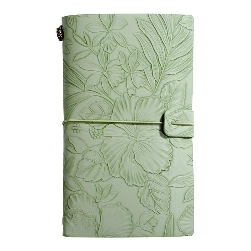 Green 2-Pack Vintage Floral Embossed PU Leather Journals – 192 Pages Each