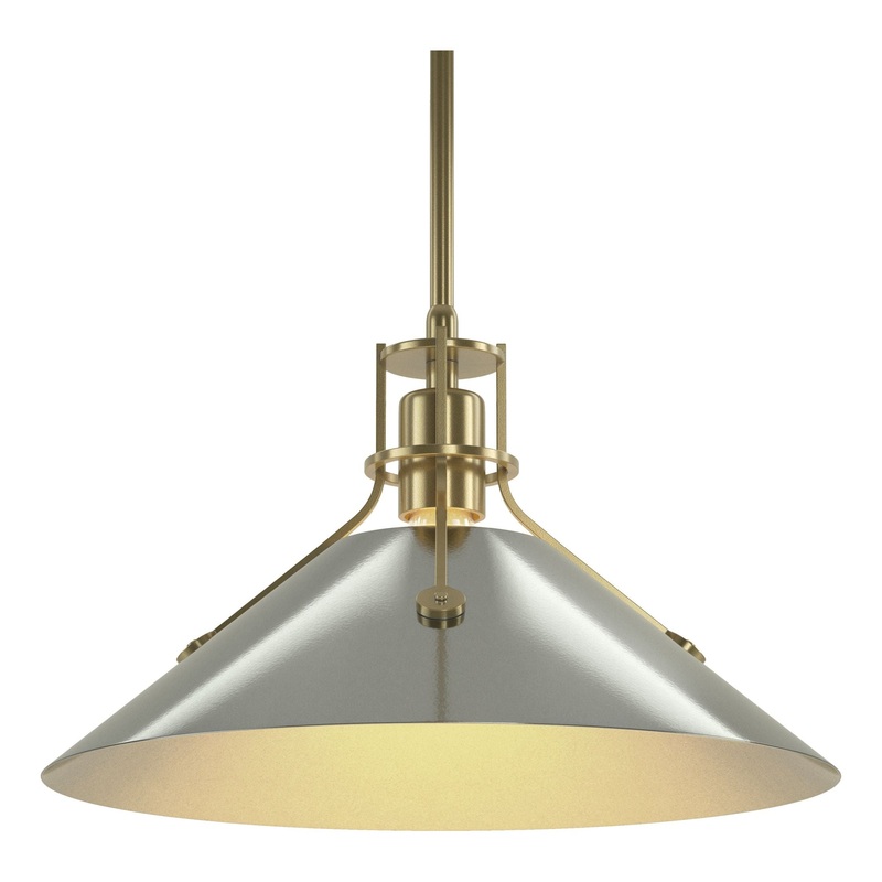 Henry Medium Steel Shade Pendant Modern Brass Sterling