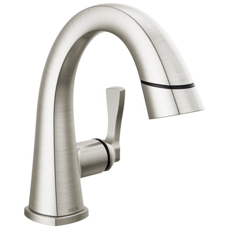 Lavatory Faucet Stryke 1 Lever ADA WaterSense Lumicoat Stainless Pull Down 1.2 Gallons per Minute
