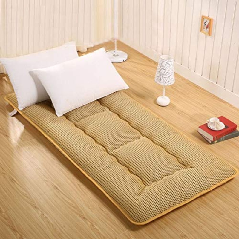 lovehouse Giapponese Tatami Bed Ground, Addensare Soft Futon Materasso Traspirabilit Portatile Dormire Pad Materasso da Campeggio Pieghevole Yoga Letto per Gli Ospiti-Cachi 120x200cm(47x79inch)