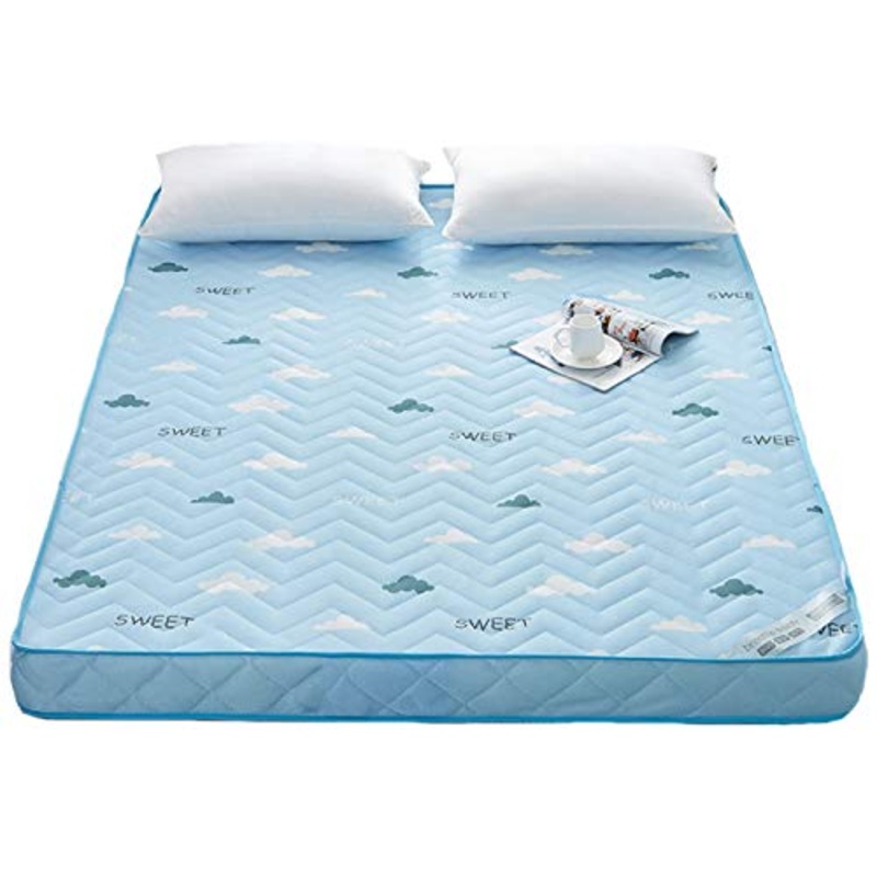 QXTT Pieghevole Materasso Letto Futon Portatile Tatami Morbido Allevia Il Mal di Schiena Materasso Non-Slip Addensare Dormendo Stuoia Stuoie Bed per Residenza Studentesca Casa,Blue-90 * 200cm