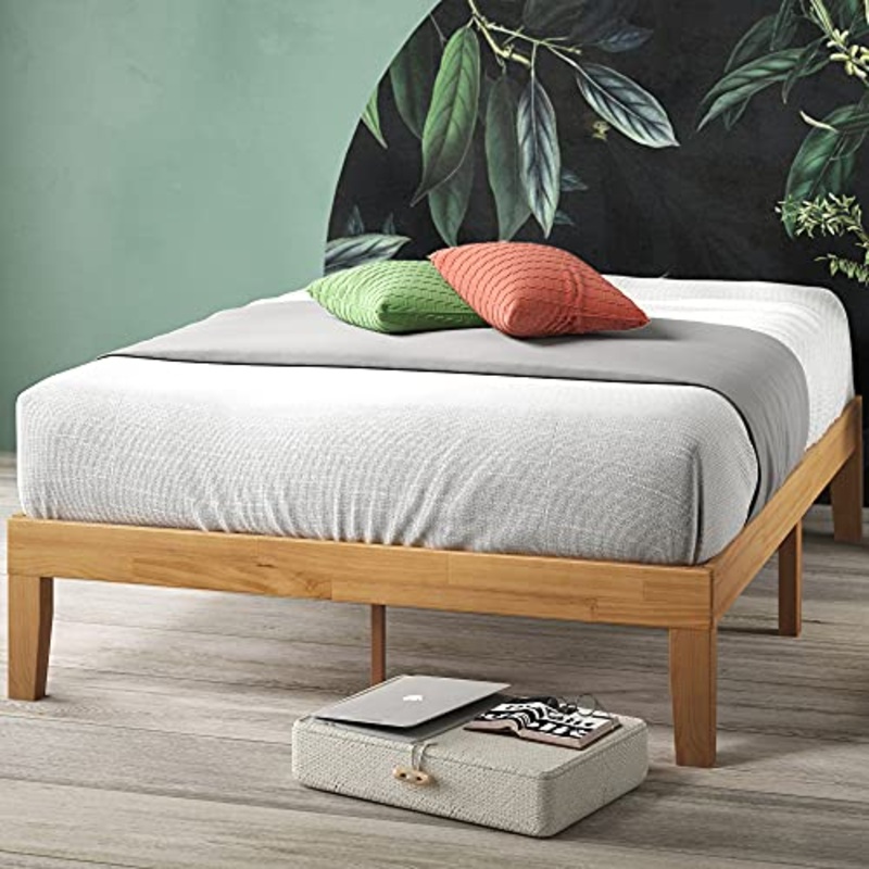 Zinus Moiz 35 cm Telaio del Letto a Piattaforma in Legno; Base in Legno Massello; Supporto per Doghe in Legno; Facile da Montare; 140 x 190 cm; Naturale