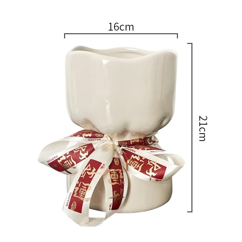 Artisan Handcrafted Ceramic Vase – Minimalist Home Decor with Stable Base(white)