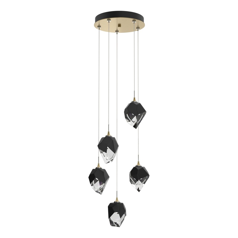 Chrysalis 5-Light Small Crystal Pendant Modern Brass Black Crystal (BP)