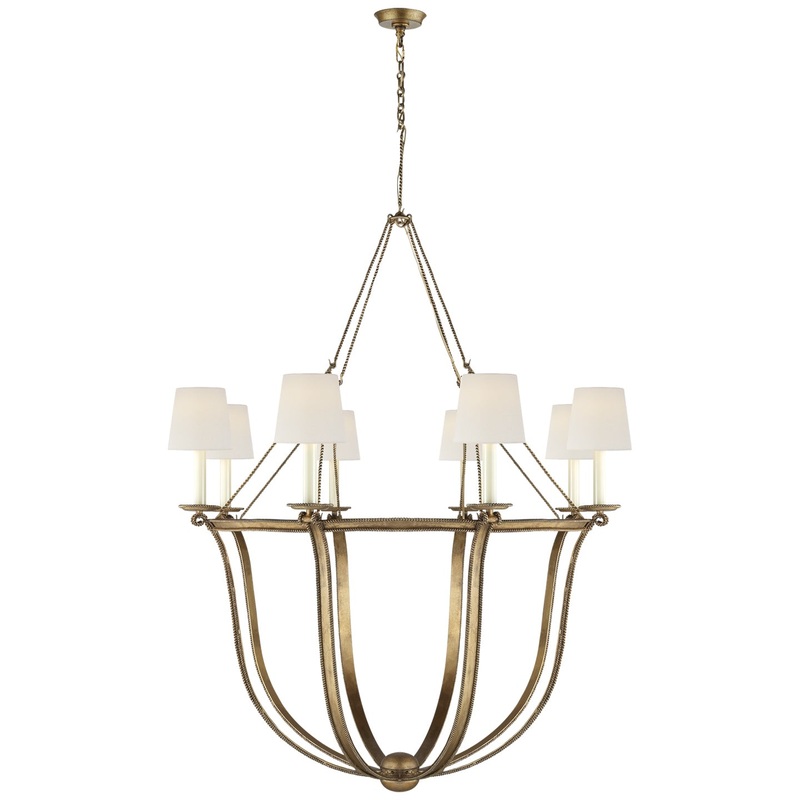 Eight Light Chandelier from the Lancaster Collection in Gilded Iron Finish by Visual Comfort Signature