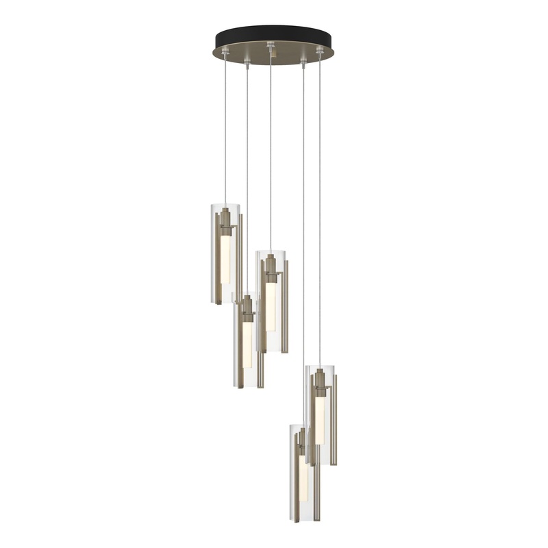 Exos Glass 5-Light Pendant Soft Gold Clear Glass (ZM)