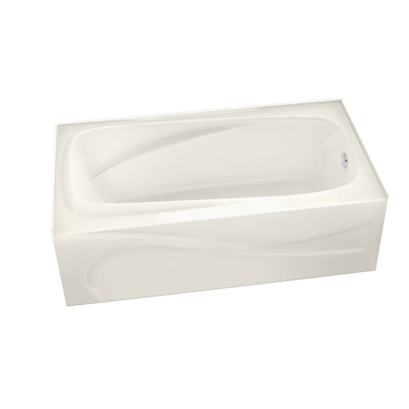 MAAX 105231-R-109-007 Santorini 60 x 32 Acrylic Alcove Right-Hand Drain Combined Hydrosens & Aerosens Bathtub in Biscuit