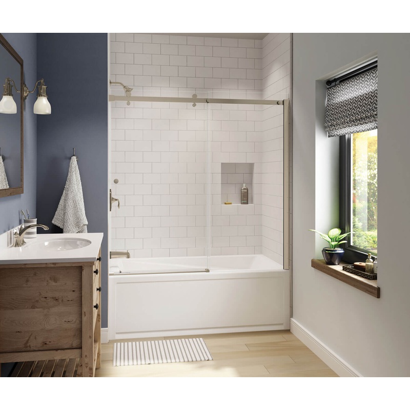MAAX 138994-900-305-000 Luminescence 56 -59 x 55 -57  in. 6mm Sliding Tub Door for Alcove Installation with Clear glass in Brushed Nickel