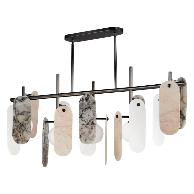 Megalith 5-Light Linear LED Pendant Gunmetal Various Stone