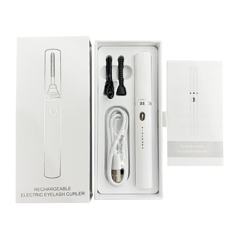 Rechargeable Heated Eyelash Curler Wand – 3 Temperature Gears, Type-C Charging, All-Day Curl(White)