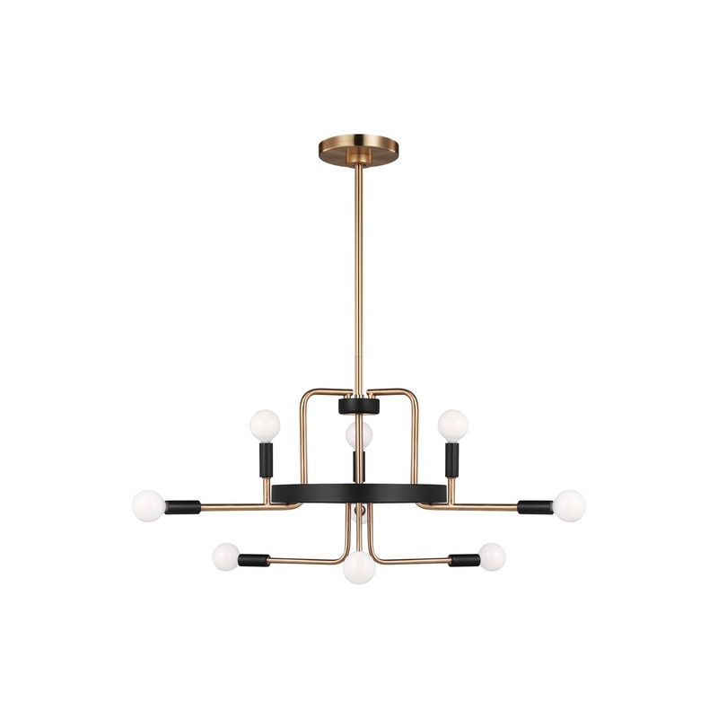 Royce Nine Light Chandelier Satin Brass