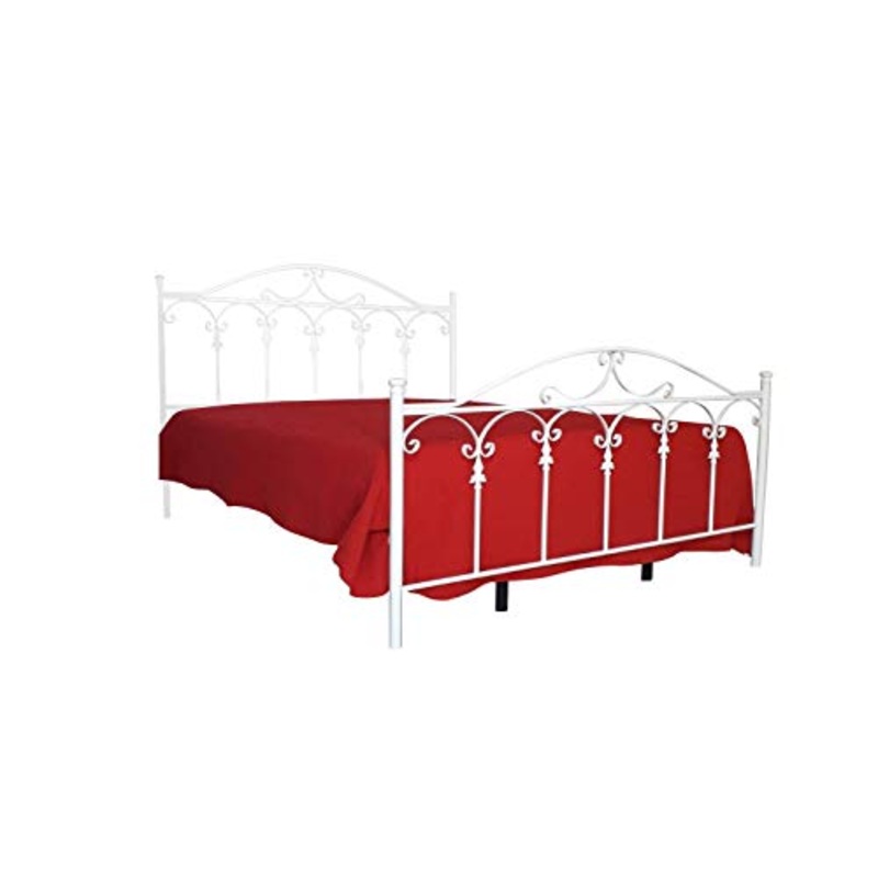 Sedam Srl Letto Matrimoniale, Ferro BATTUTO, Modello Lancia, Vari Colori 100% Made in Italy (Bianco)