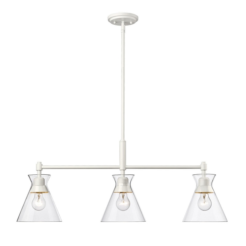 Three Light Linear Pendant from the Malta WHT Collection in Matte White Finish by Golden